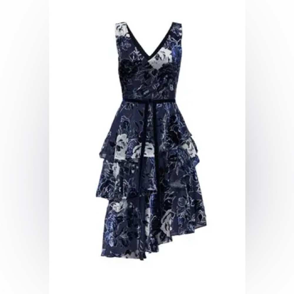 Marchesa notte ruffle tiered cocktail dress